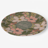 Elegantes, florales Brautparty Personalisiert Pappteller (Schrägansicht)