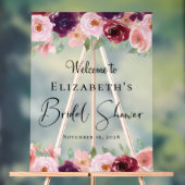 Elegantes florales Brautparty Willkommen Mattiert Acrylschild (Neutral)