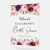 Elegantes florales Brautparty Willkommen Mattiert Acrylschild (Winkel)