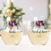 Elegantes florales Bride Trauzeugin Brautparty Weinglas Ohne Stiel