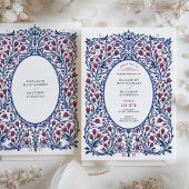 Elegantes florales Burgund und Hochzeit der Marine Einladung