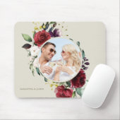 Elegantes florales Burgundy Pink Wreath Foto Mousepad (Mit Mouse)