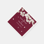 Elegantes florales Burgundy Wedding White Blossom Serviette (Ecke)