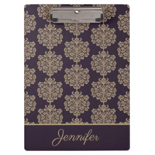 Elegantes florales Chic goldenes Damastmuster Klemmbrett