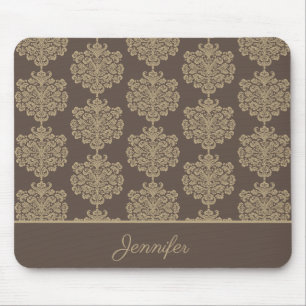 Elegantes florales Chic goldenes Damastmuster Mousepad