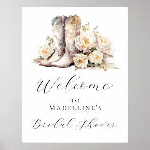 Elegantes florales Cowgirl Boots Brautparty Willko Poster