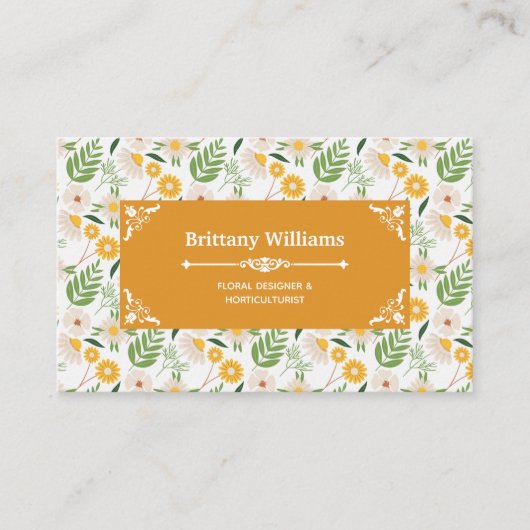 Elegantes florales Daisy Botanisches Gartenmuster Visitenkarte (Vorderseite)