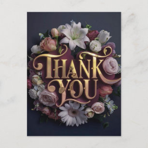 Elegantes florales „Danke“-Design mit goldener Sch Postkarte