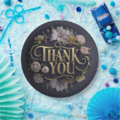 Elegantes florales „Danke“ Pappteller (Party)