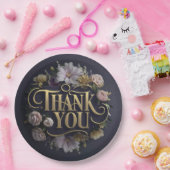 Elegantes florales „Danke“ Pappteller (Party)