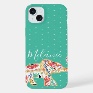 Elegantes florales Dekorationsmuster Verziert Elef iPhone 15 Plus Hülle