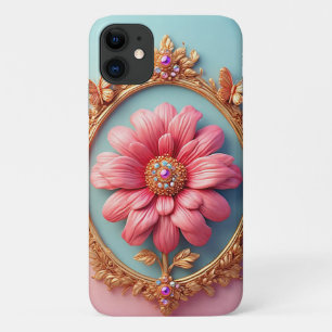 Elegantes florales Design in einem goldenen Rahmen Case-Mate iPhone Hülle