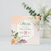 Elegantes florales Design Save The Date (Stehend Vorderseite)