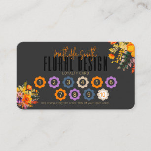 Elegantes florales Design Schwarz Orange Treuekart Visitenkarte