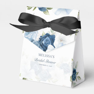 Elegantes, florales Dusty Blue Watercolor Brautpar Geschenkschachtel