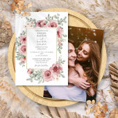Elegantes florales Dusty Rose Gold Wedding Foto Einladung