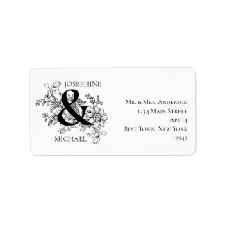 Elegantes florales Et-Zeichen Paarnamen Adresse Adressaufkleber