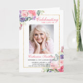 Elegantes florales Foto-Gedenk- Trauerprogramm Programm (Vorderseite)