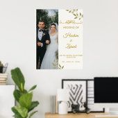 Elegantes florales Foto Islamisches Hochzeitsposte Poster (Heimbüro)