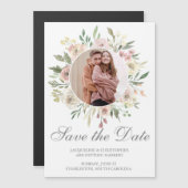Elegantes florales Foto Save the Date Magnetkarte (Vorne/Hinten)