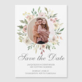 Elegantes florales Foto Save the Date Magnetkarte (Vorderseite)