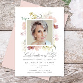 Elegantes florales Foto zum Gedenken an das Leben Einladung
