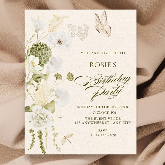 Elegantes florales Geburtstag Einladung