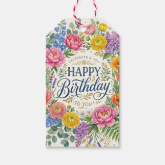 Elegantes florales Geburtstagsgeschenk-Tag Geschenkanhänger