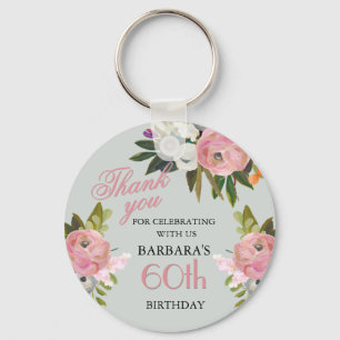 Elegantes florales Geburtstagsgeschenk zur 60. Geb Schlüsselanhänger
