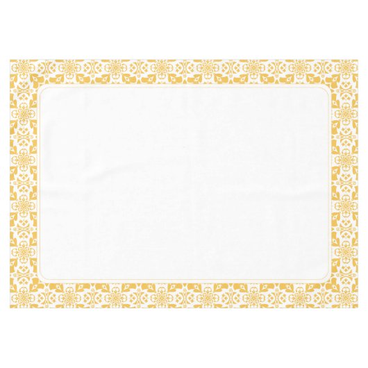 Elegantes florales Gelb und Weiß Modernes Muster Tischdecke (Vorderseite (Horizontal))