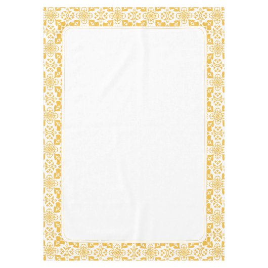 Elegantes florales Gelb und Weiß Modernes Muster Tischdecke (Vorderseite)