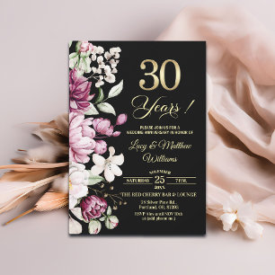 Elegantes Florales Gold 30. Hochzeitsjubiläum Einladung