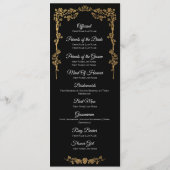 Elegantes florales gotisches Hochzeitsprogramm Menükarte (Rückseite)