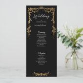 Elegantes florales gotisches Hochzeitsprogramm Menükarte (Stehend Vorderseite)