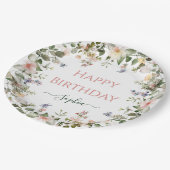 Elegantes florales Happy Birthday - Personalisiert Pappteller (Schrägansicht)