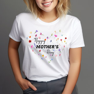 Elegantes florales Herz Frohen Muttertag T-Shirt
