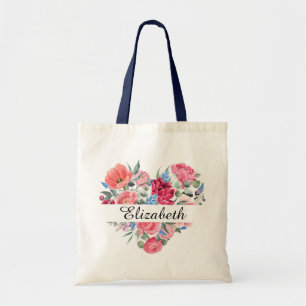 Elegantes florales Herz personalisierte Braut Tragetasche