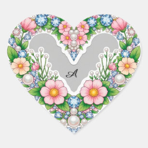 Elegantes florales Herzdesign Herz-Aufkleber