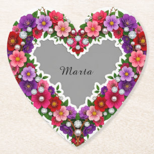 Elegantes florales Herzdesign Untersetzer