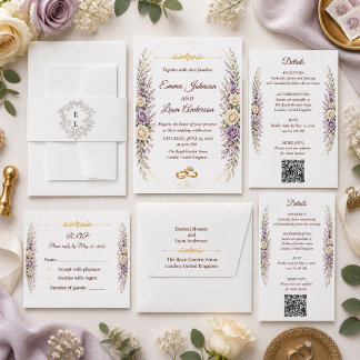 Elegantes florales Hochzeits-Bauchband Monogramm M Einladungsbanderole