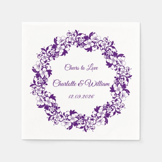 Elegantes florales Hochzeitsdesign Serviette (Vorderseite)