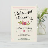 Elegantes florales Hochzeitsessen Probe Einladung (Stehend Vorderseite)