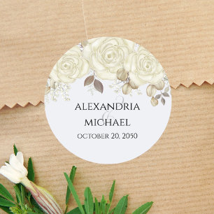Elegantes florales Hochzeitsgeschenk personalisier Runder Aufkleber