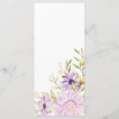 Elegantes florales Hochzeitsmenü Menükarte (Rückseite)