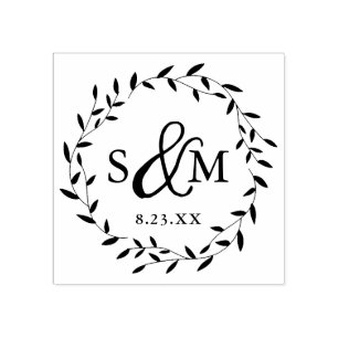 Elegantes florales Hochzeitsmonogramm Gummistempel