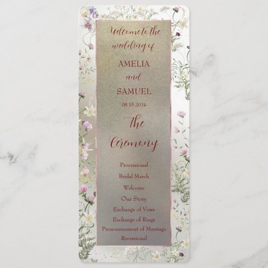 Elegantes florales Hochzeitsprogramm Herbst Programm (Vorderseite)