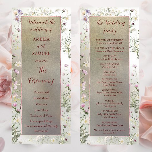 Elegantes florales Hochzeitsprogramm Herbst Programm