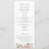 Elegantes Florales Hochzeitsprogramm Rosa Grün Programm (Rückseite)