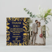 Elegantes florales Hochzeitssemble Foto Vielen Dan Folieneinladung (Stehend vorne)