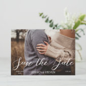 Elegantes, florales Hochzeitsstichtraining QR-Foto Save The Date (Stehend Vorderseite)